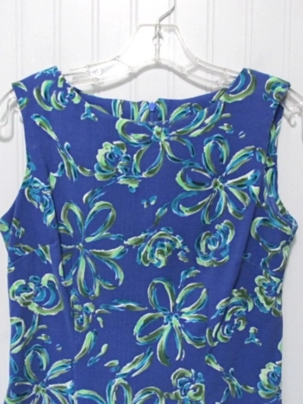 John Roberts Azure Blue Green Floral Sleeveless Summer Sheath Dress, Size S - Picture 2 of 9